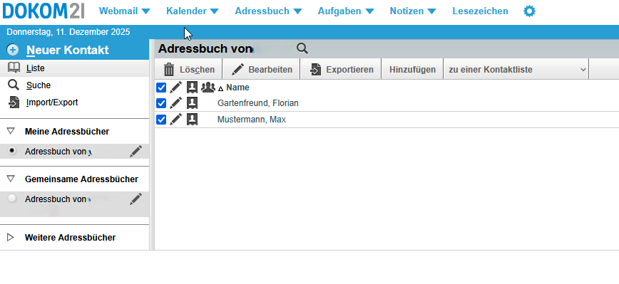 Ihre Kontakte werden nun als CSV-Datei heruntergeladen
