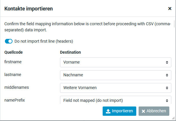 Felder zuordnen (Mapping)